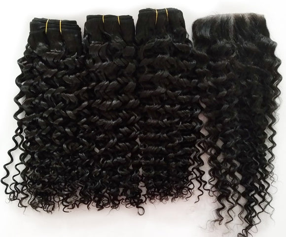 3 Bundles 10a Brazilian Curly Bundles with Lace Closure