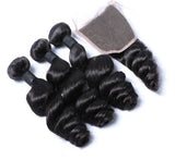 Loose Wave Peruvian Hair 3 Bundles and Free Closure